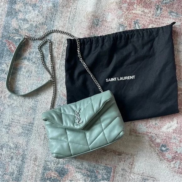 SAINT LAURENT LouLou Mini YSL Puffer Toy Crossbody Bag Vert Opaline - Picture 2 of 12
